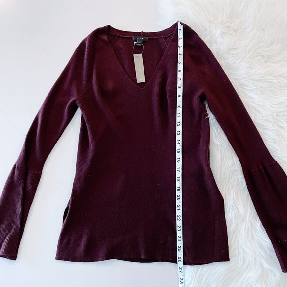 J Crew Peplum Sleeve V-Neck Sweater Top Size Small - Picture 7 of 11